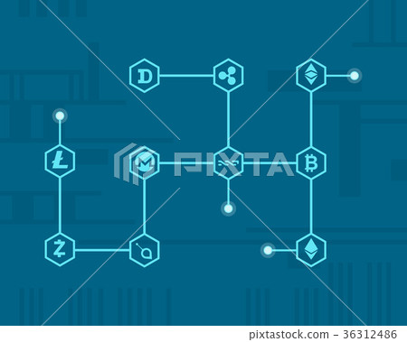 On blue background block chain style On blue background block chain style 36312486