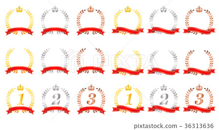 Laurels and ribbons illustration set 36313636