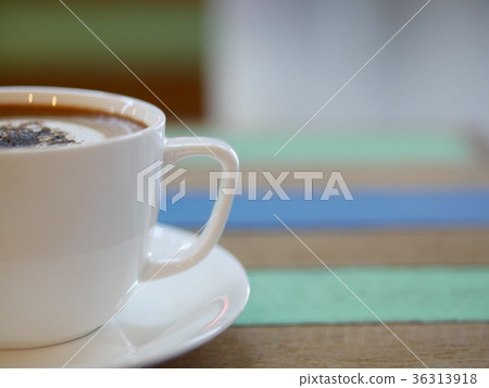 The The cup of latte coffee whit milk on the table The The cup of latte coffee whit milk on the table 36313918