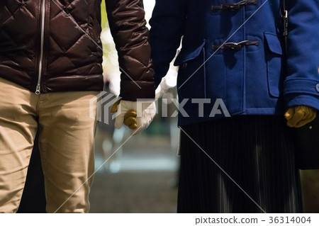 Couple holding hands hand winter date 36314004