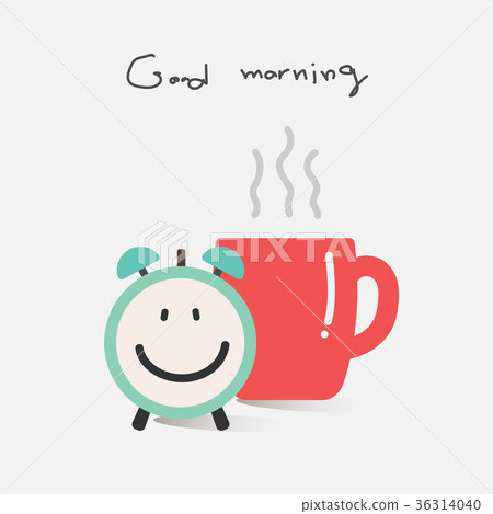 good morning with coffee and alarm clock. -圖庫插圖 [36314040] -