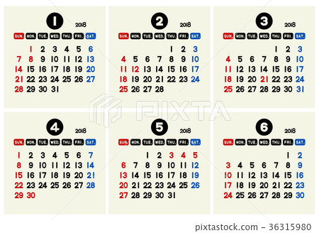 18 년 달력 1 월 6 월 단순 스톡일러스트