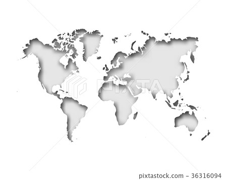 Map of World cut into paper with inner shadow Map of World cut into paper with inner shadow 36316094