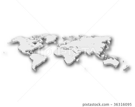 White 3D map of World with shadow isolated on White 3D map of World with shadow isolated on 36316095