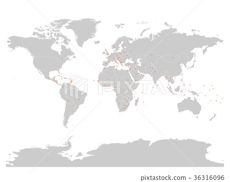 Vector political map of World with capital cities 36316096