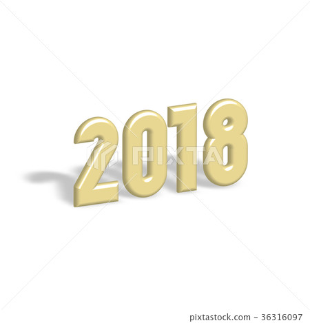 Happy New Year 2018. Modern design element. 3D Happy New Year 2018. Modern design element. 3D 36316097