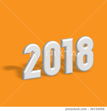 Happy New Year 2018. Modern design element. 3D Happy New Year 2018. Modern design element. 3D 36316098