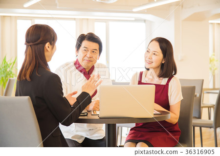 廚師廚師女服務員夫婦餐館中部 36316905