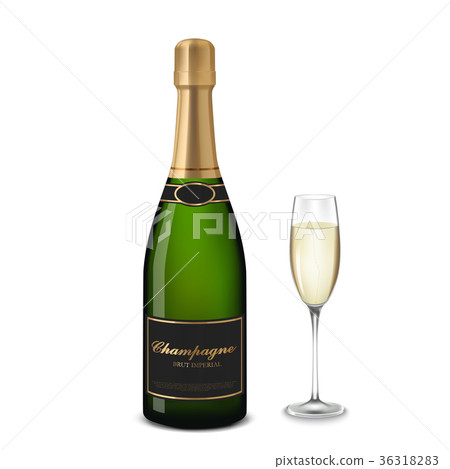 Glass of champagne and bottle 36318283