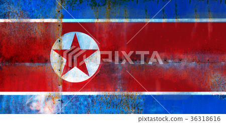 Grungy Flag of North Korea on the metal rusty Grungy Flag of North Korea on the metal rusty 36318616