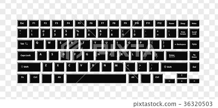 Black keyboard for laptop or computer on white 36320503