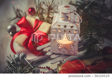 Christmas lantern. Magic lightning background. Christmas lantern. Magic lightning background. 36320529