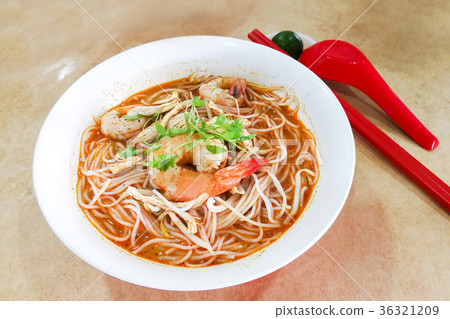Authentic delicious Sarawak Laksa with big prawns Authentic delicious Sarawak Laksa with big prawns 36321209