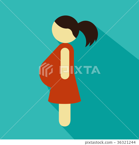 Pregnant woman in red dress isolated on white Pregnant woman in red dress isolated on white 36321244