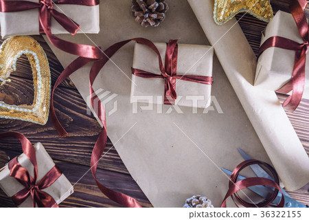 Top view Holiday decorations and gifts Top view Holiday decorations and gifts 36322155