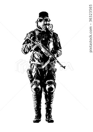 Futuristic nazi soldier with schmeisser Futuristic nazi soldier with schmeisser 36323565
