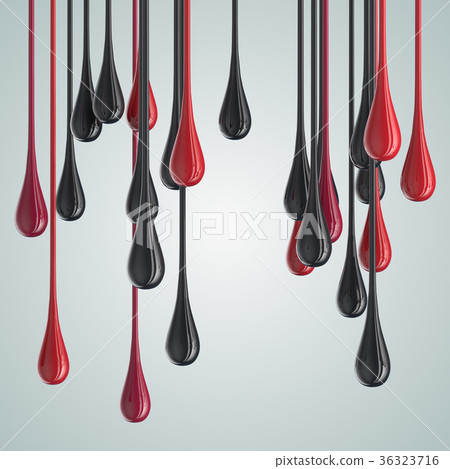 3D red and black glossy paint drop blobs 36323716