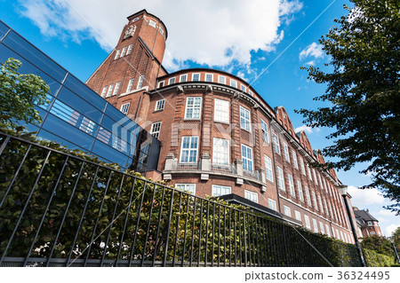 old brick apartment building in Hamburg city 36324495