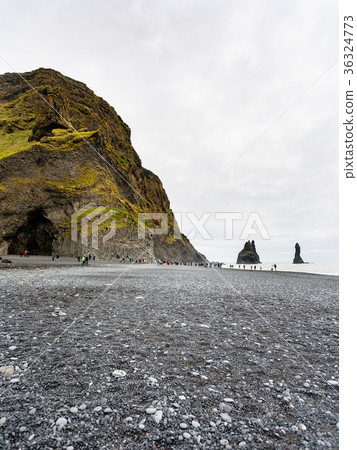 Halsanefshellir cave in Reynisfjall mount on beach 36324773