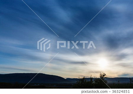 Halo in blue sunset sky in Iceland 36324851