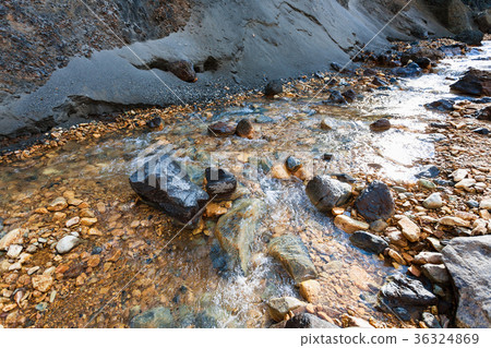 water flow in gorge in Landmannalaugar in Iceland 36324869