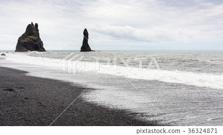 Reynisdrangar basalt rocks on Reynisfjara Beach 36324871