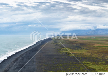 above view of Solheimafjara beach in Iceland 36324884