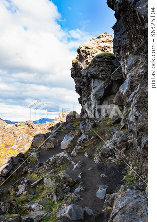 wall of gorge in Landmannalaugar area in Iceland 36325104