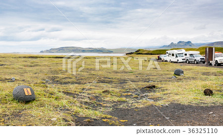 cars at coast near Reynisfjara Beach in autumn 36325110