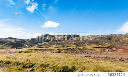 hot springs on slope in geothermal area Krysuvik 36325124