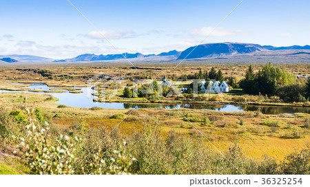 panoramic view of rift valley in Thingvellir 36325254
