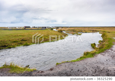 riverbanks of Seljalands River in autumn 36325290