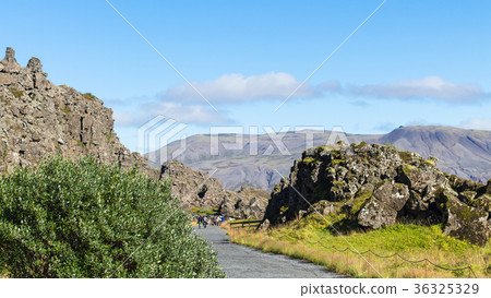 path to Almannagja fault in Thingvelli park 36325329