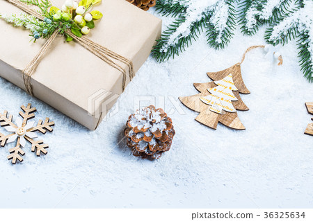 Christmas frame with gift, the branches Christmas frame with gift, the branches 36325634