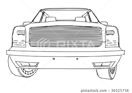 Suv car outline drawing of a hand. Suv car outline drawing of a hand. 36325736