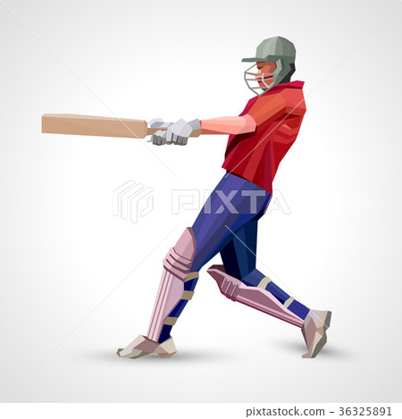 Abstract cricket player polygonal low poly 36325891