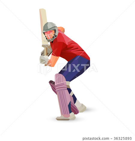Abstract cricket player polygonal low poly 36325893
