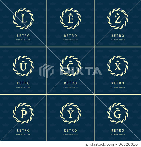 Monogram template. Elegant line art logo. Set 36326010