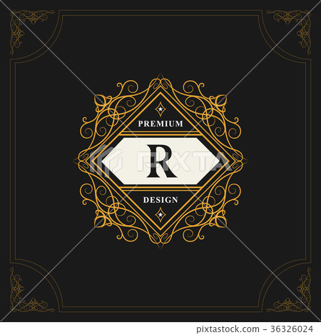 Monogram template logo. Letter emblem R. Insignia 36326024