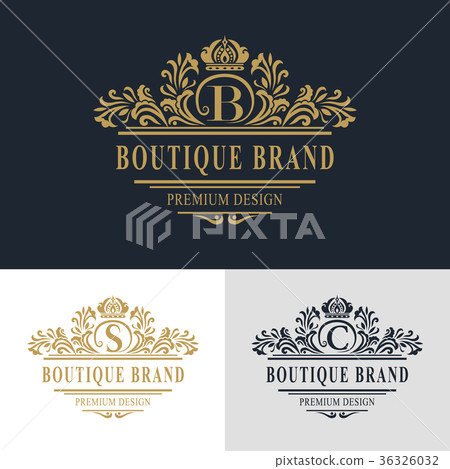 Monogram design template. Elegant line art logo 36326032