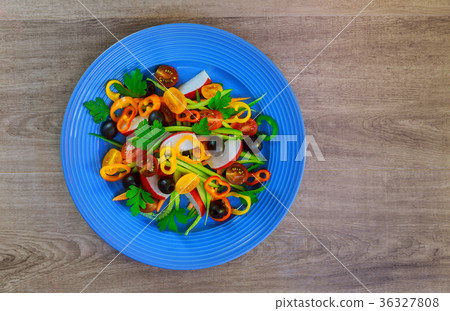 Vegetable salad with fresh lettuce, tomatoes Vegetable salad with fresh lettuce, tomatoes 36327808
