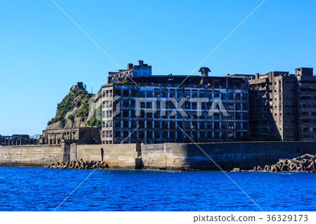 Gunkanjima and blue sky Gunkanjima cruise 36329173
