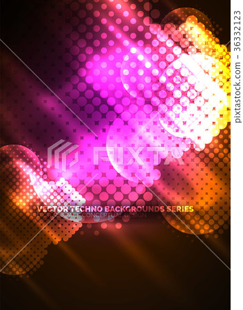 Shiny neon glowing circles, dot particles Shiny neon glowing circles, dot particles 36332123