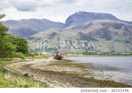 View across Loch Linnhe beyond an abandoned boat 36333246