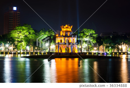 Turtle Tower in Hanoi Hoan Kiem lake night view 36334888