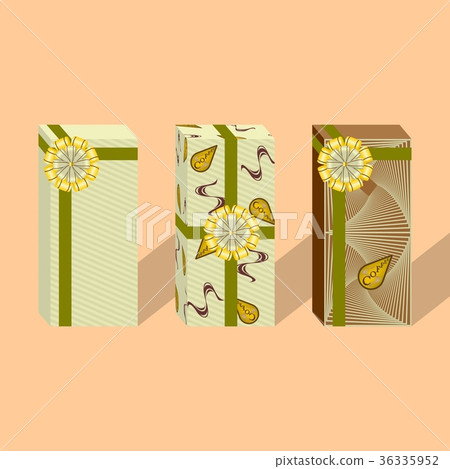 Three gift boxes with a coffee sticker 36335952
