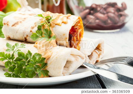 Mexican burritos on a plate 36336509