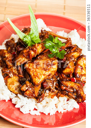 Sweet and sour pork and rice Sweet and sour pork and rice 36336511