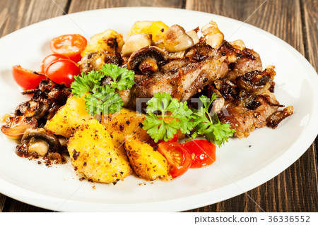 Fried pork chop with mushrooms 36336552