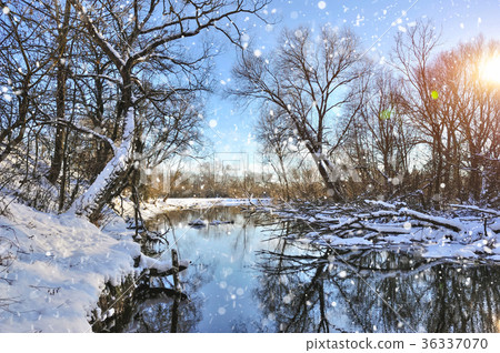 Beautiful winter landscape with the river Beautiful winter landscape with the river 36337070
